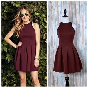 [T Alexander Wang] Maroon Racerback Neoprene Fit and Flare Mini Dress Sz Large L